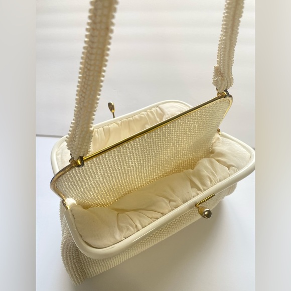 Vintage White cream Beaded Handbag - Picture 4 of 10